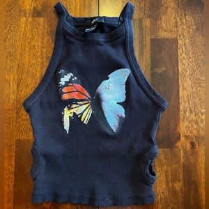 Forever 21 Cropped Butterfly Tank Top